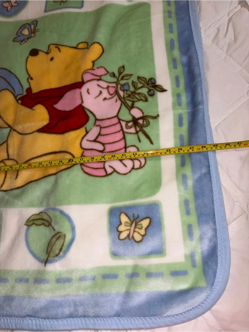 Vintage Winnie The Pooh & Piglet Fleece Baby Lovey Blanket Toddler Throw